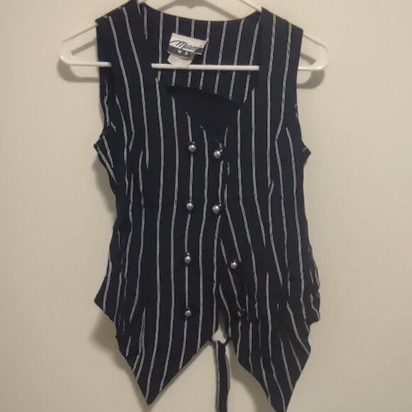 Size 3 - 2-Piece Set - Navy Blue with Cream Double Pinstripes - Picture 2 of 8